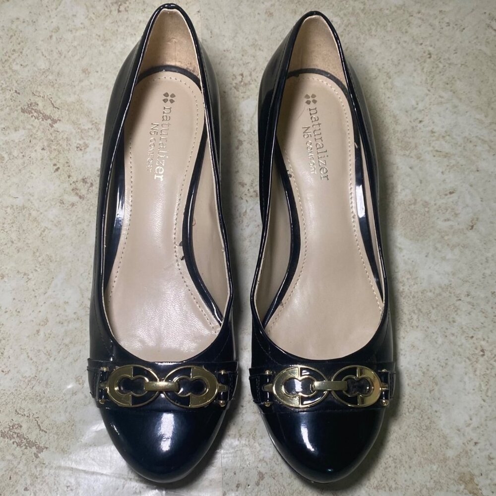 Naturalizer Womens Black‎ Patent Leather Pumps Comfort Career Office Wear